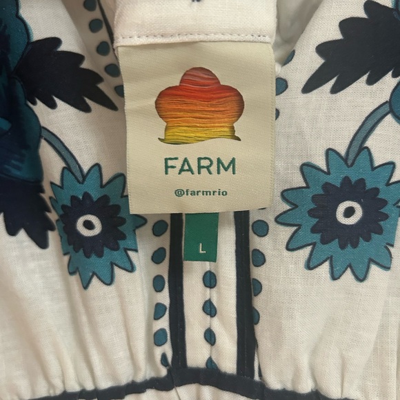 Farm Rio Blue Tropical Tiles Floral Mini A line dress Large belt altered - Picture 3 of 12